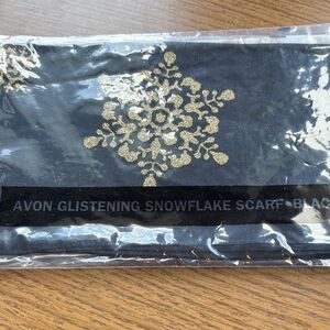 Avon Black and Gold sheer Snowflake Accent Scarf